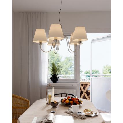 ByRydens - Lustre suspenso por cabo LYNF 5xE14/8W/230V cromado brilhante/branco