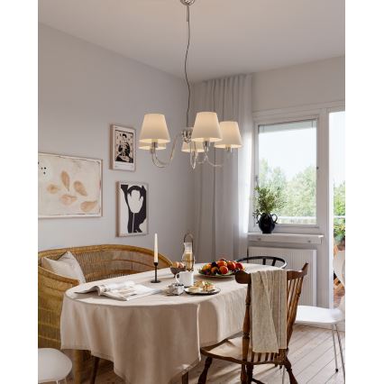 ByRydens - Lustre suspenso por cabo LYNF 5xE14/8W/230V cromado brilhante/branco