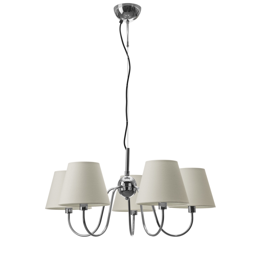 ByRydens - Lustre suspenso por cabo LYNF 5xE14/8W/230V cromado brilhante/branco