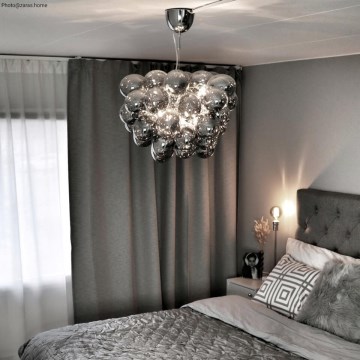 ByRydens - Candeeiro suspenso GROSS 8xG9/4W/230V fumado/preto diâmetro 50 cm