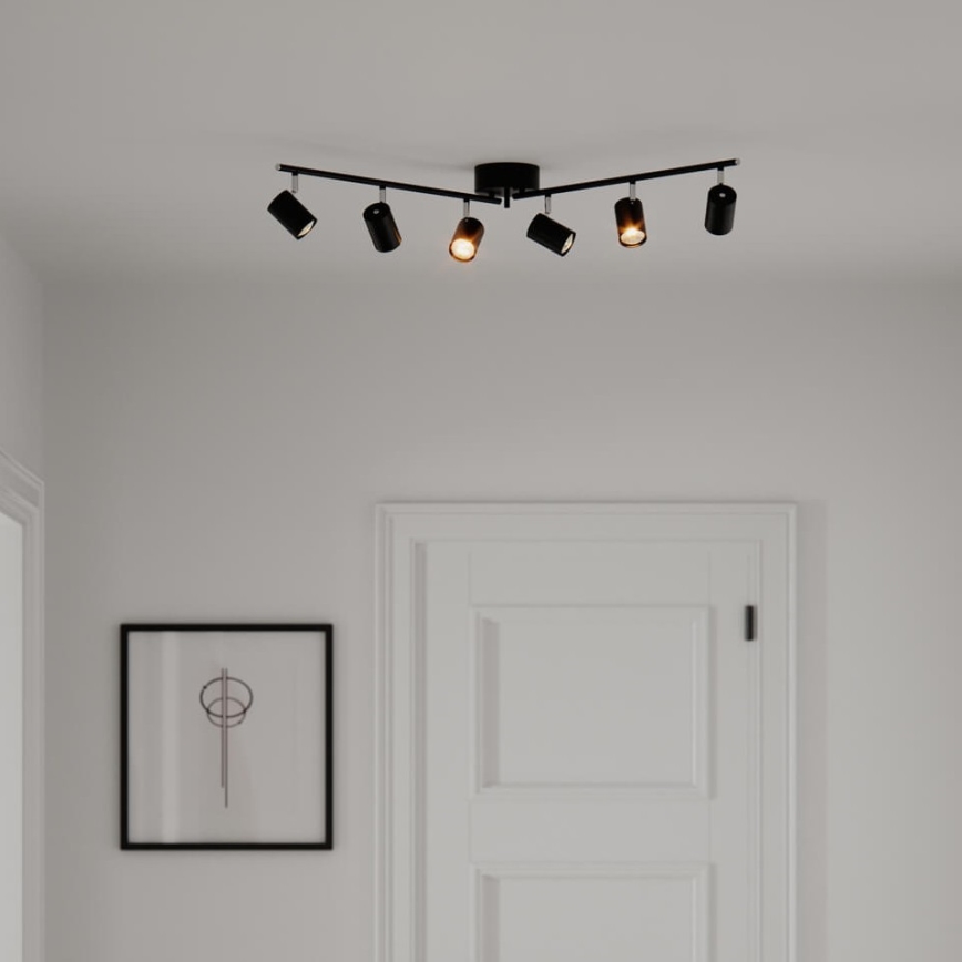 ByRydens - Foco CORRECT 6xGU10/7W/230V preto diâmetro 30 cm