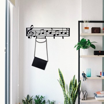 Cabide de parede 60x19 cm notas metal