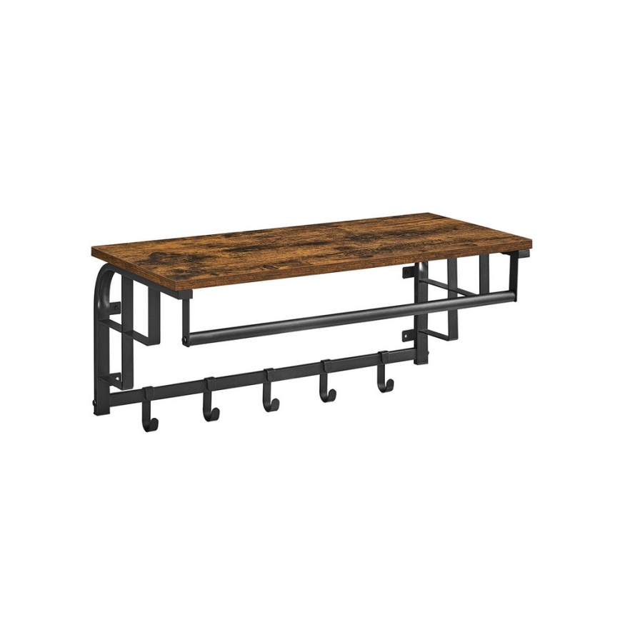 Cabide de parede com prateleira NATE castanho/preto