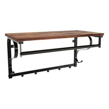 Cabide de parede com prateleira NATE castanho/preto