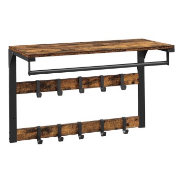 Cabide de parede com prateleira NATE castanho/preto