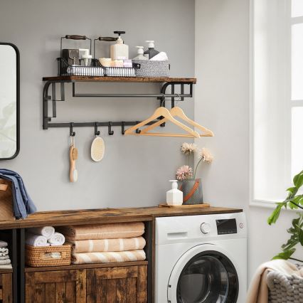 Cabide de parede com prateleira NATE, castanho/preto