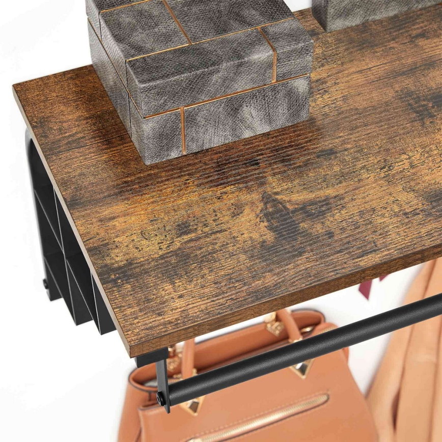 Cabide de parede com prateleira NATE, castanho/preto