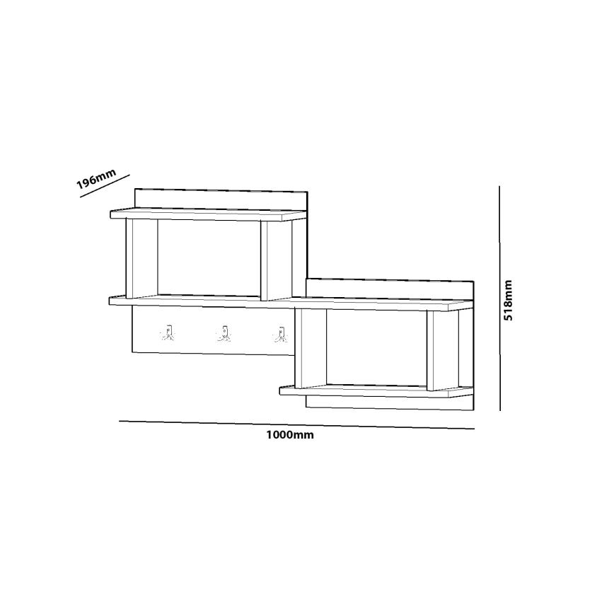 Cabide de parede com uma prateleira NIZZA 51,8x100 cm branco
