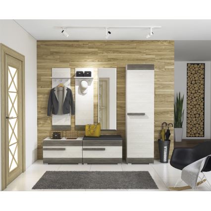 Cabide de parede SARPA 136x40 cm branco/castanho