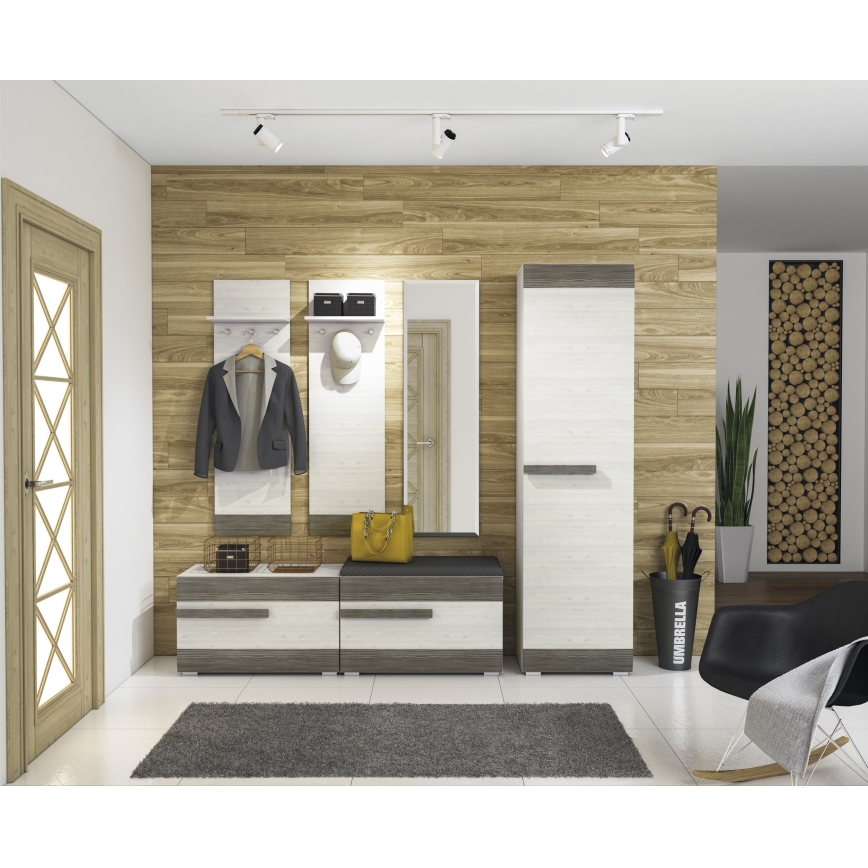 Cabide de parede SARPA 136x40 cm branco/castanho