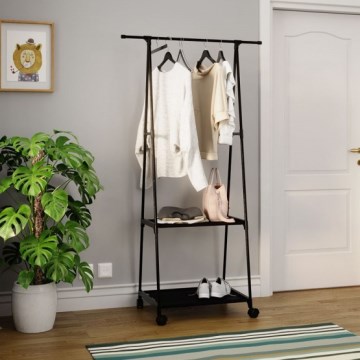 Cabide metálico com prateleiras OLAZEN 157x85 cm preto