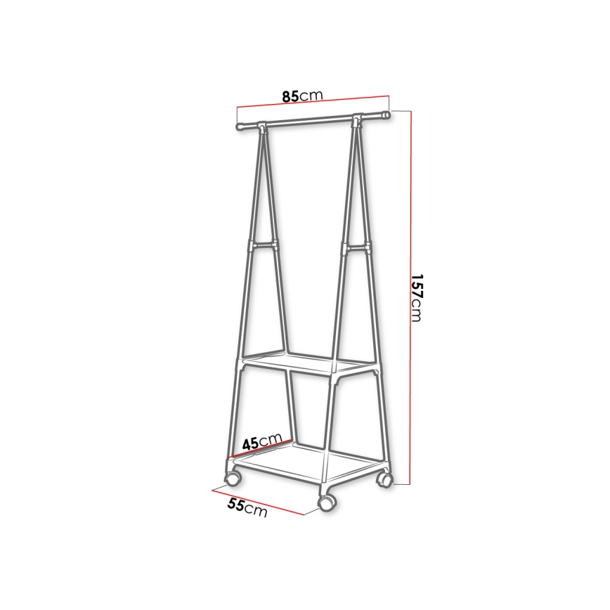 Cabide metálico com prateleiras OLAZEN 157x85 cm preto