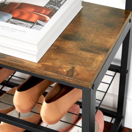 Cabideiro de pé com espelho NAVOR castanho/preto