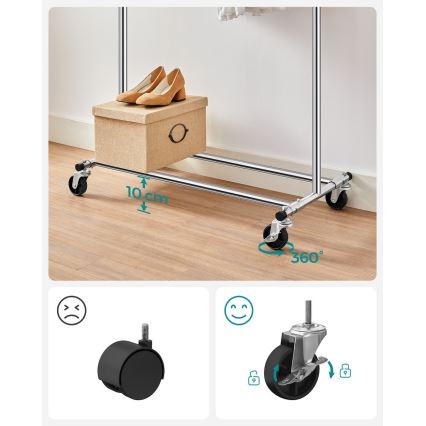 Cabideiro de pé móvel LINEA prateado