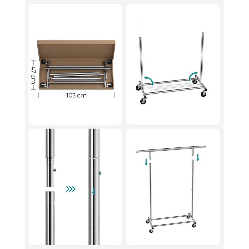 Cabideiro de pé móvel LINEA prateado