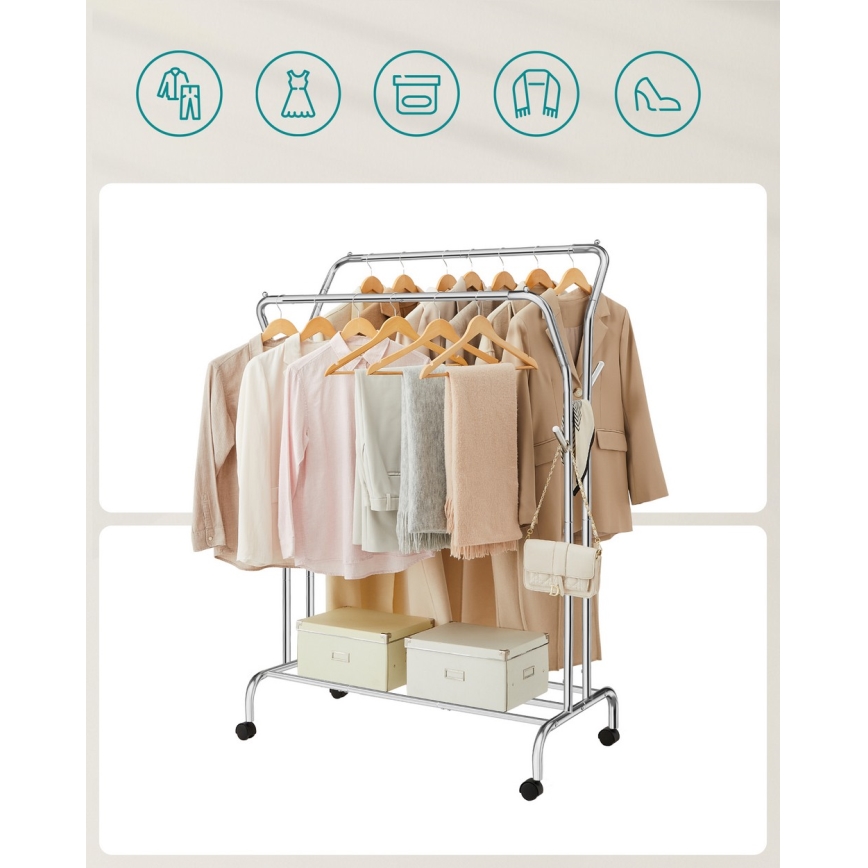 Cabideiro de pé móvel LINEA prateado