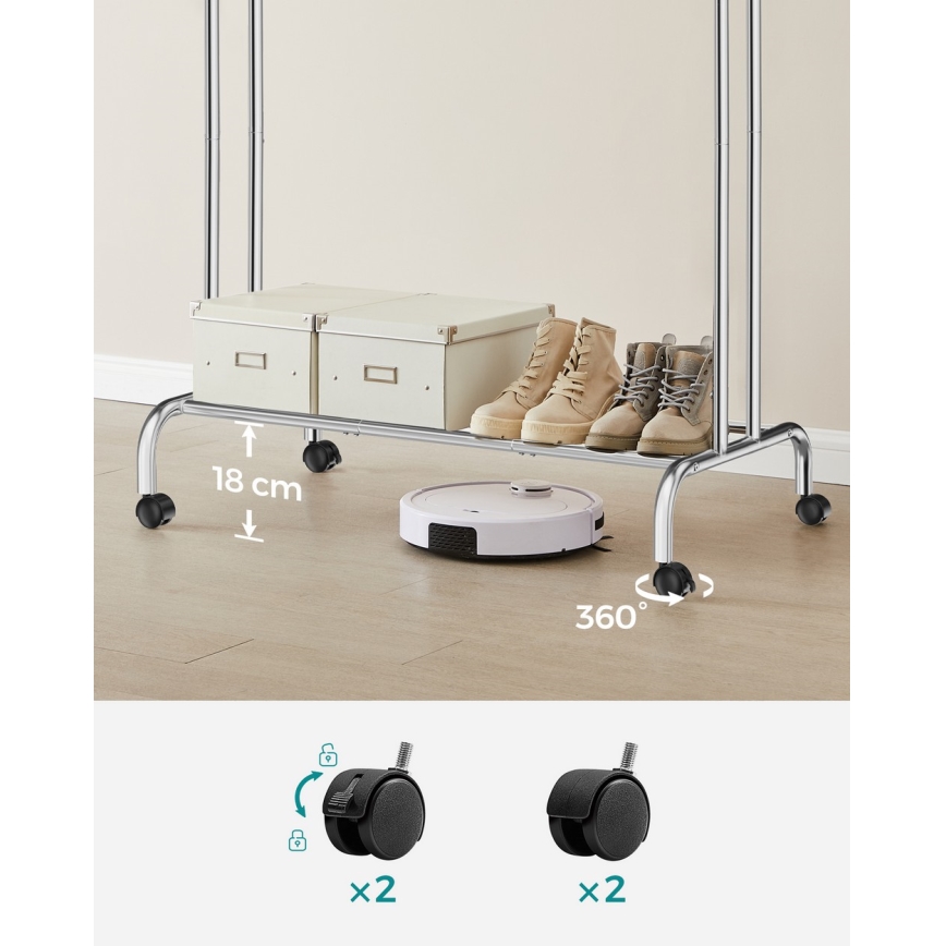 Cabideiro de pé móvel LINEA prateado