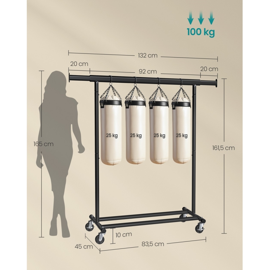 Cabideiro de pé móvel LINEA, preto
