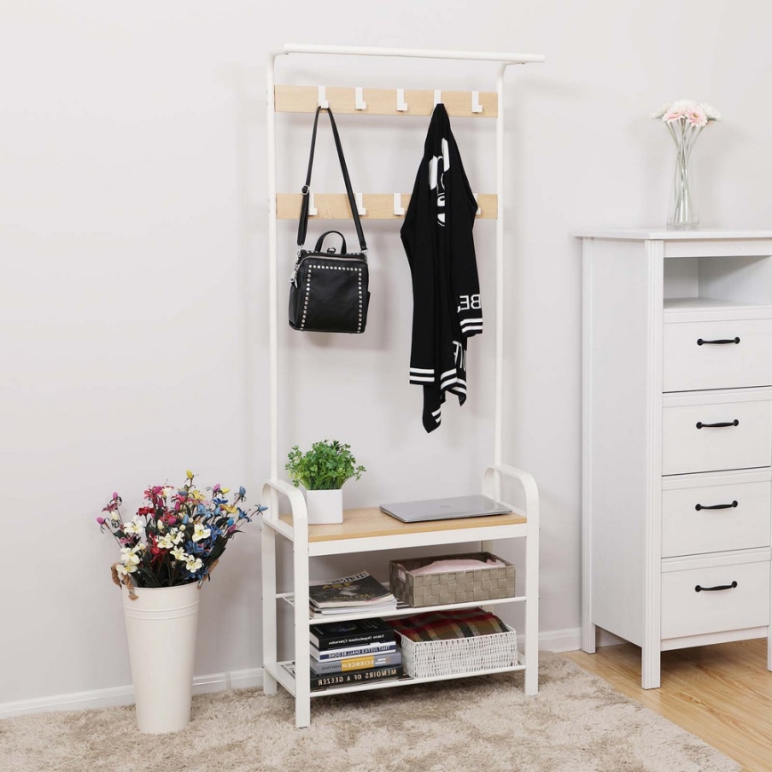 Cabideiro de pé NAVOR castanho/branco