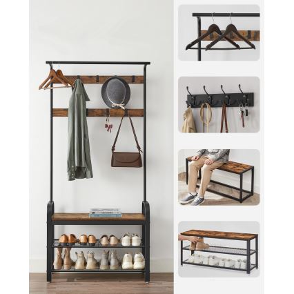 Cabideiro de pé NAVOR castanho/preto