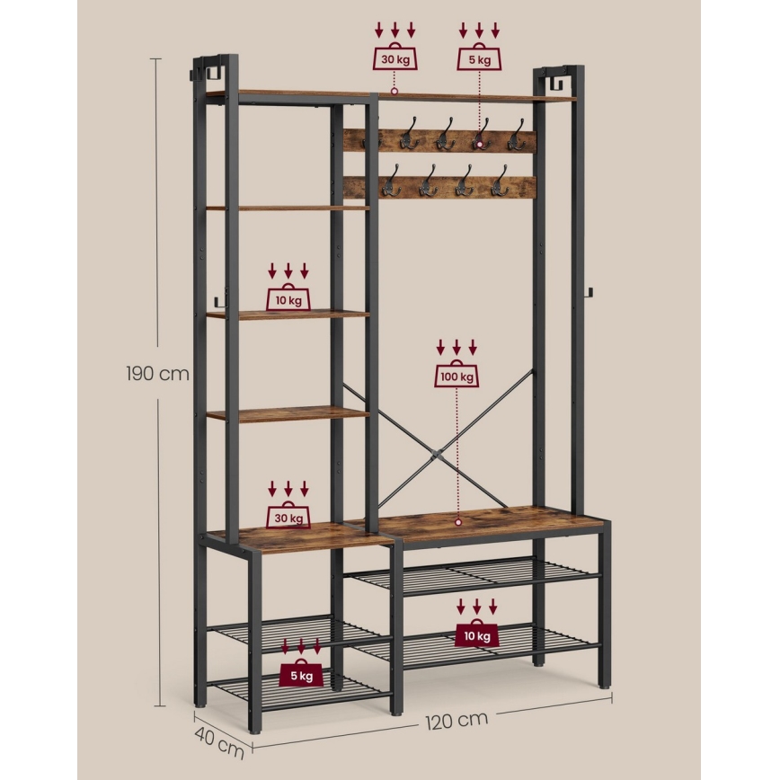 Cabideiro de pé NAVOR castanho/preto