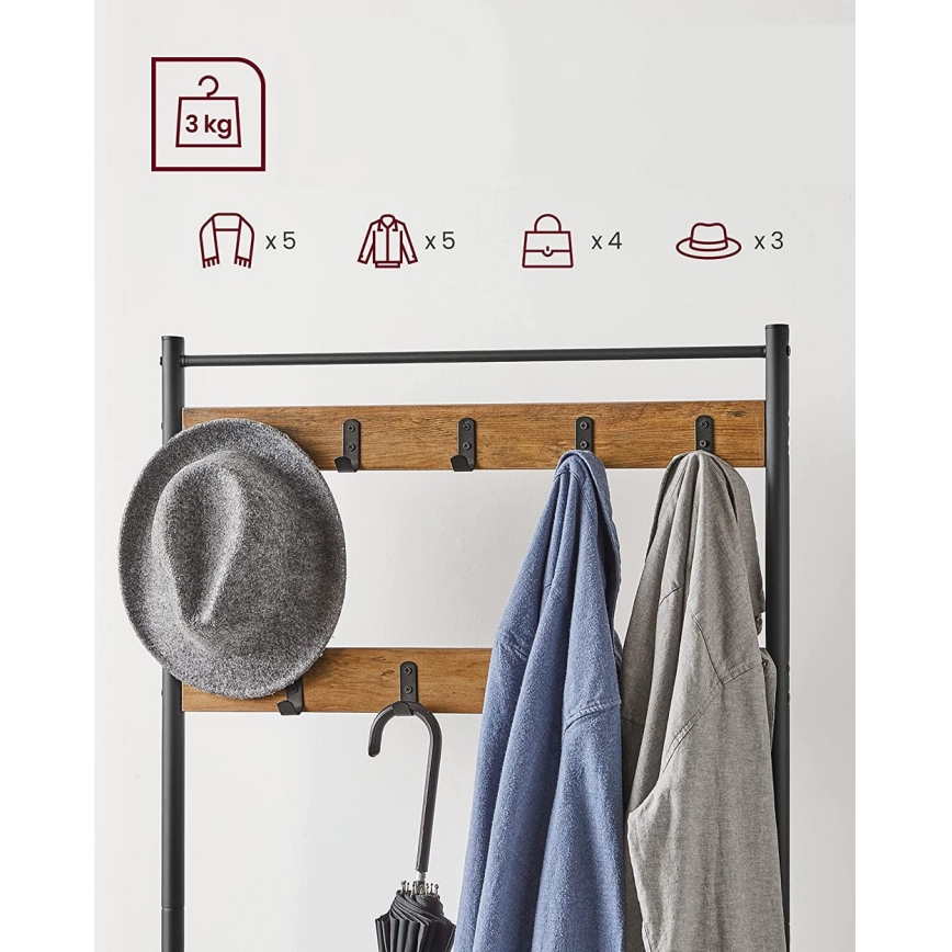 Cabideiro de pé NAVOR castanho/preto