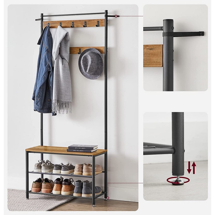 Cabideiro de pé NAVOR castanho/preto