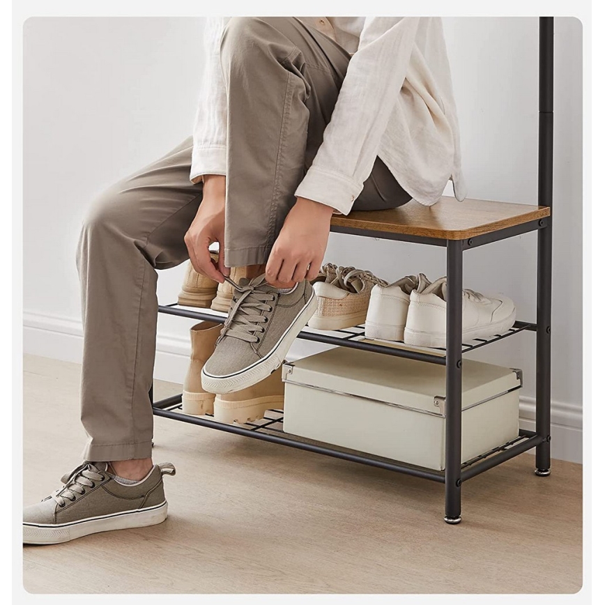 Cabideiro de pé NAVOR castanho/preto