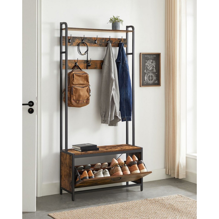 Cabideiro de pé NAVOR castanho/preto