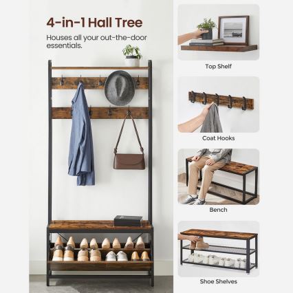 Cabideiro de pé NAVOR castanho/preto