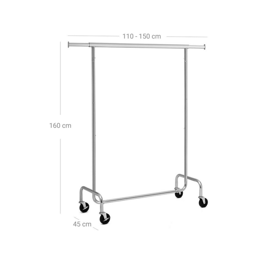 Cabideiro móvel JEAN 110/150x160x45 cm prateado