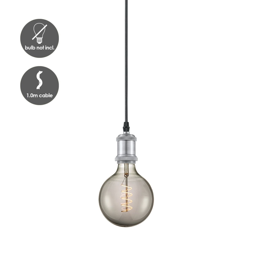 Cabo de alimentação VINTAGE 1xE27/60W/230V cromo fosco