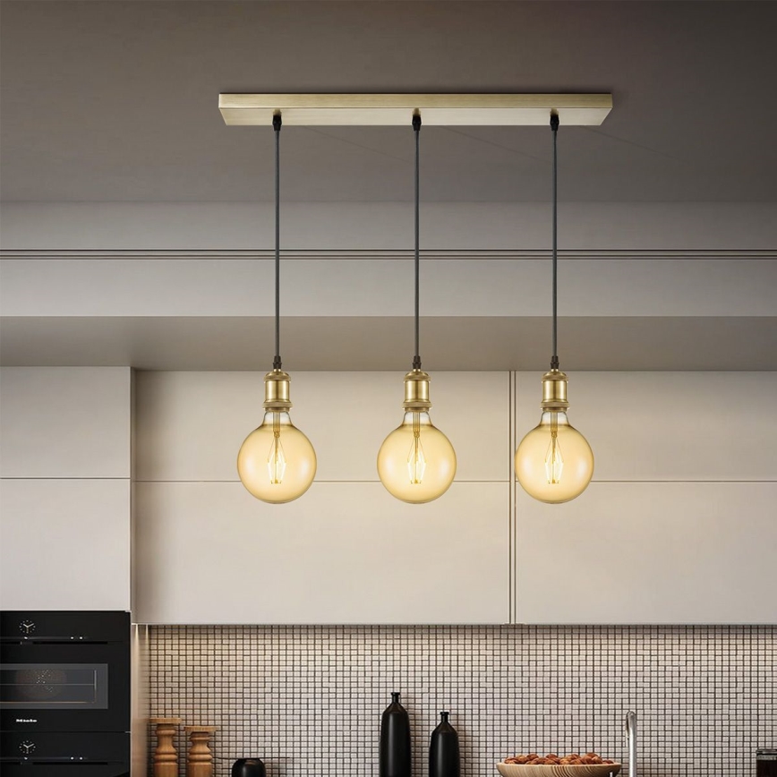 Cabo de alimentação VINTAGE 3xE27/40W/230V latão