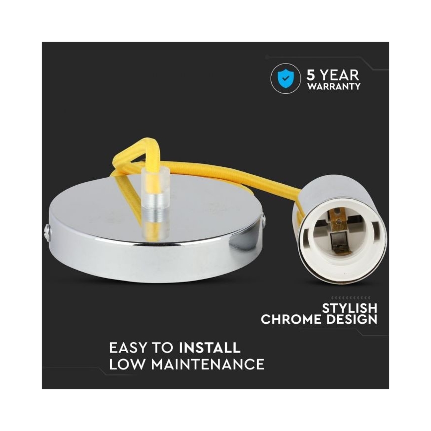 Cabo de carregamento 1xE27/60W/230V amarelo/cromado brilhante