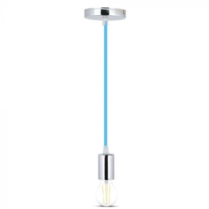 Cabo de carregamento 1xE27/60W/230V azul/cromado brilhante