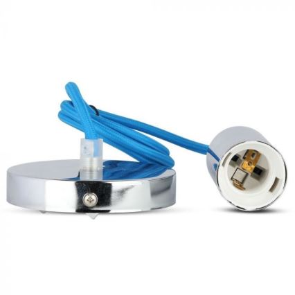 Cabo de carregamento 1xE27/60W/230V azul/cromado brilhante