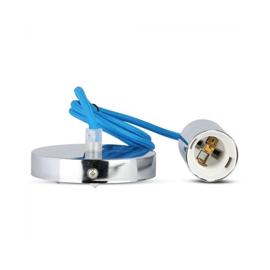Cabo de carregamento 1xE27/60W/230V azul/cromado brilhante