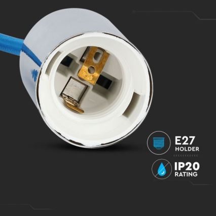 Cabo de carregamento 1xE27/60W/230V azul/cromado brilhante