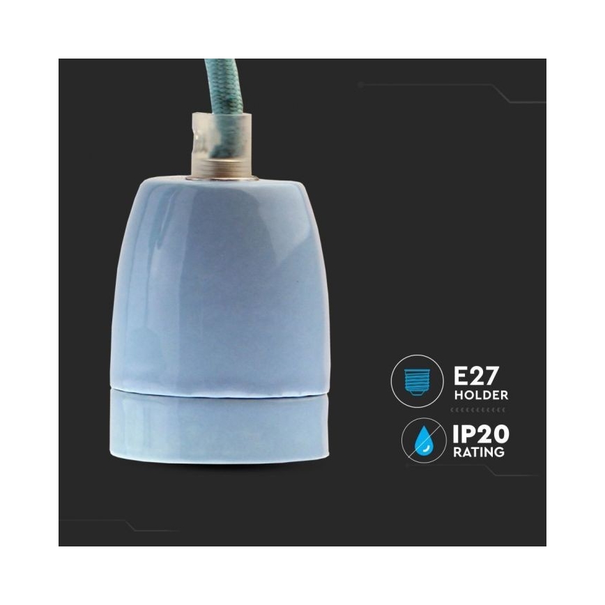 Cabo de carregamento 1xE27/60W/230V azul/porcelana