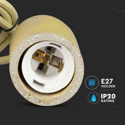 Cabo de carregamento 1xE27/60W/230V betão/amarelo