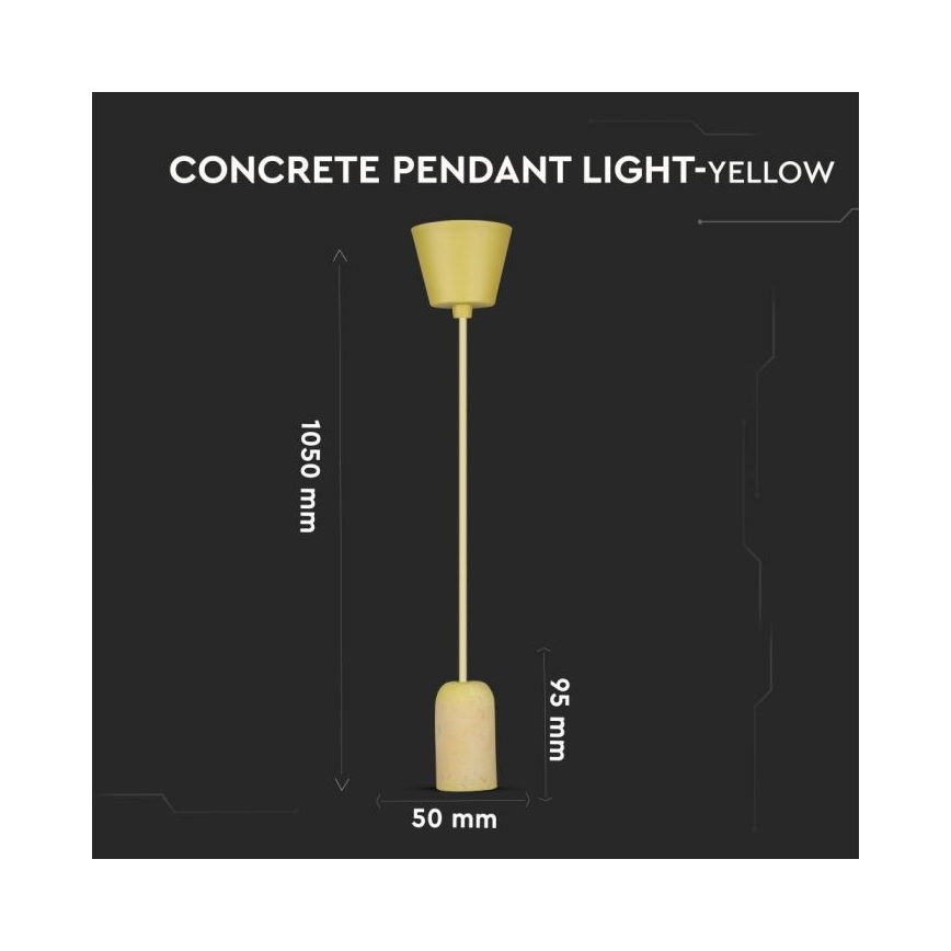 Cabo de carregamento 1xE27/60W/230V betão/amarelo