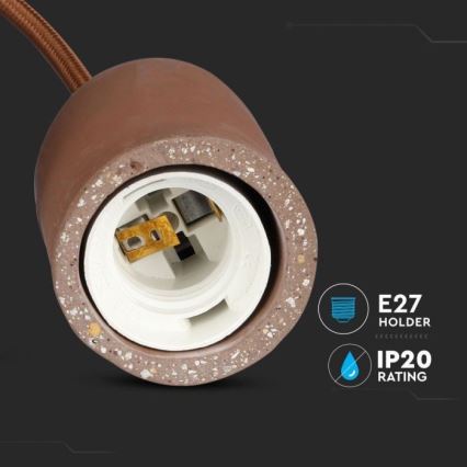 Cabo de carregamento 1xE27/60W/230V betão/castanho