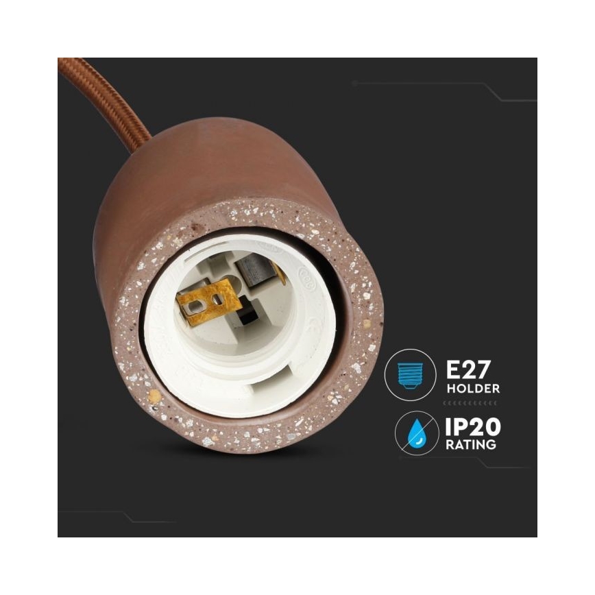 Cabo de carregamento 1xE27/60W/230V betão/castanho