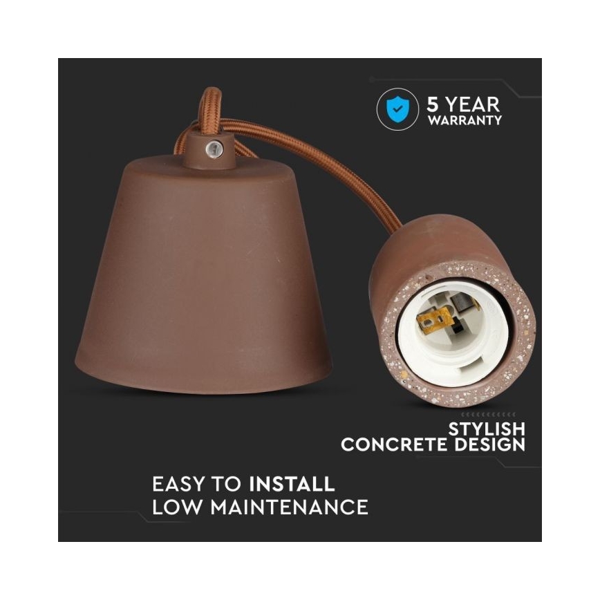 Cabo de carregamento 1xE27/60W/230V betão/castanho