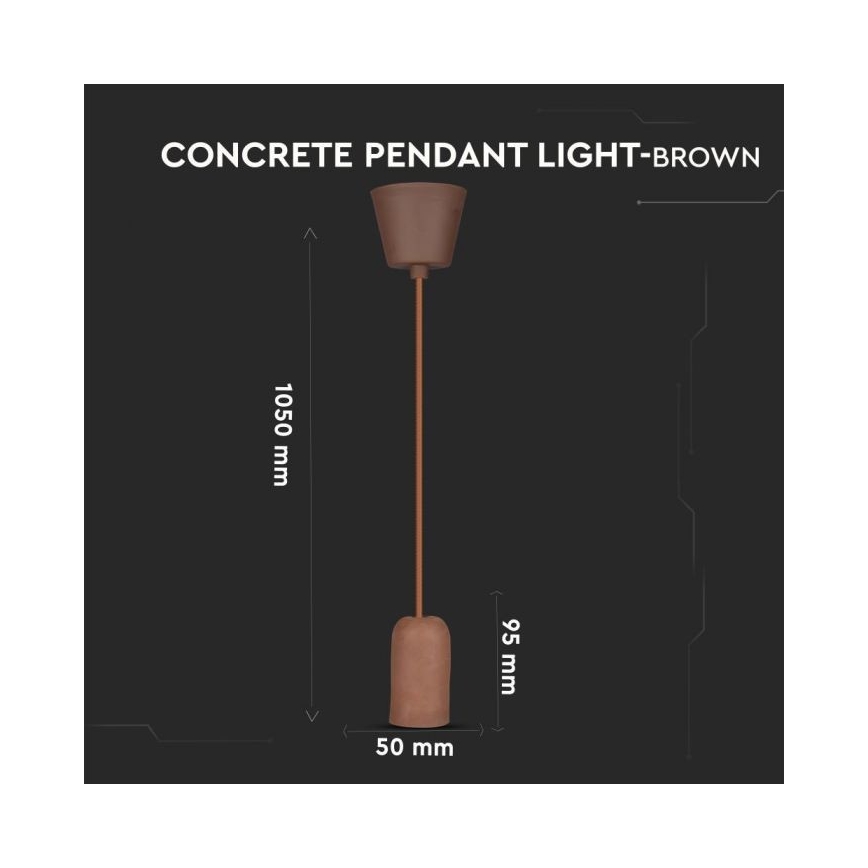 Cabo de carregamento 1xE27/60W/230V betão/castanho