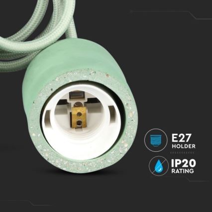 Cabo de carregamento 1xE27/60W/230V betão/verde