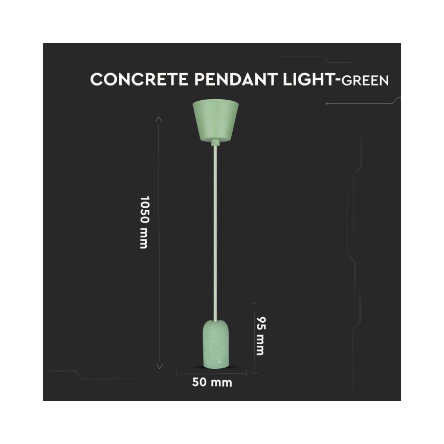 Cabo de carregamento 1xE27/60W/230V betão/verde