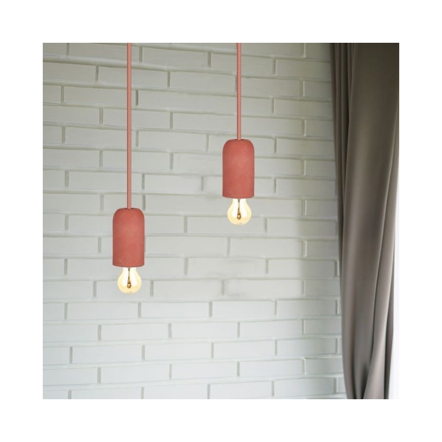 Cabo de carregamento 1xE27/60W/230V betão/vermelho