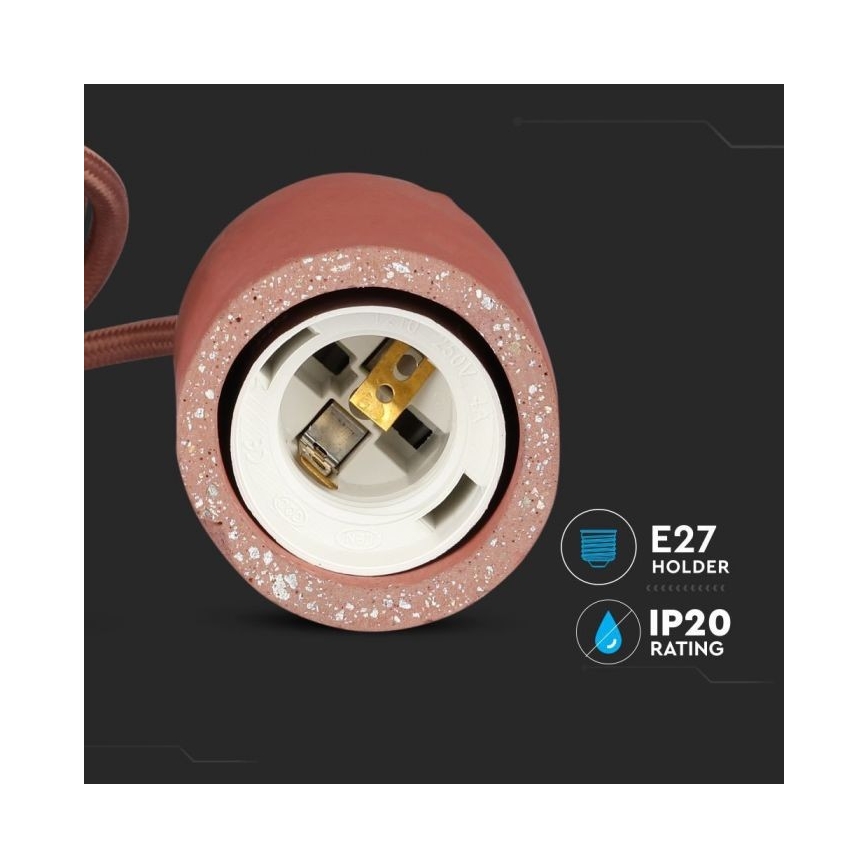 Cabo de carregamento 1xE27/60W/230V betão/vermelho