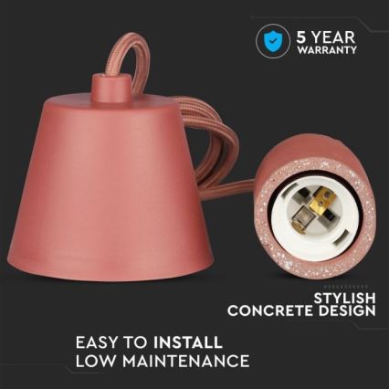 Cabo de carregamento 1xE27/60W/230V betão/vermelho